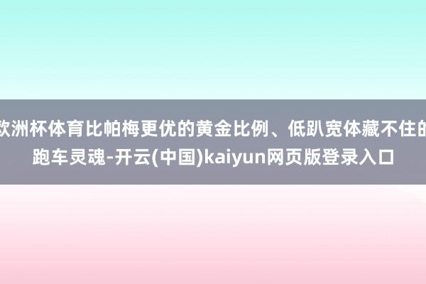 欧洲杯体育比帕梅更优的黄金比例、低趴宽体藏不住的跑车灵魂-开云(中国)kaiyun网页版登录入口