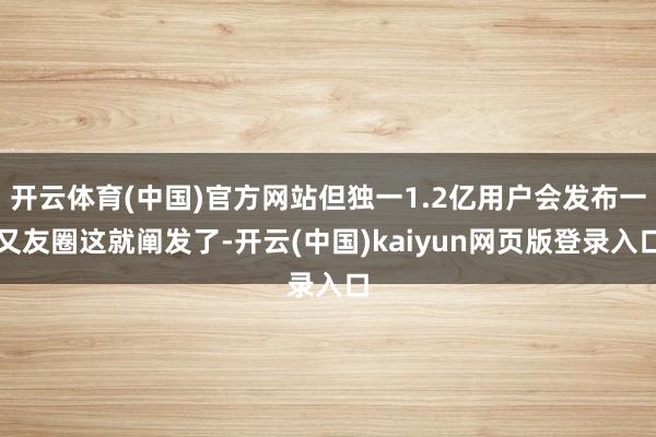 开云体育(中国)官方网站但独一1.2亿用户会发布一又友圈这就阐发了-开云(中国)kaiyun网页版登录入口